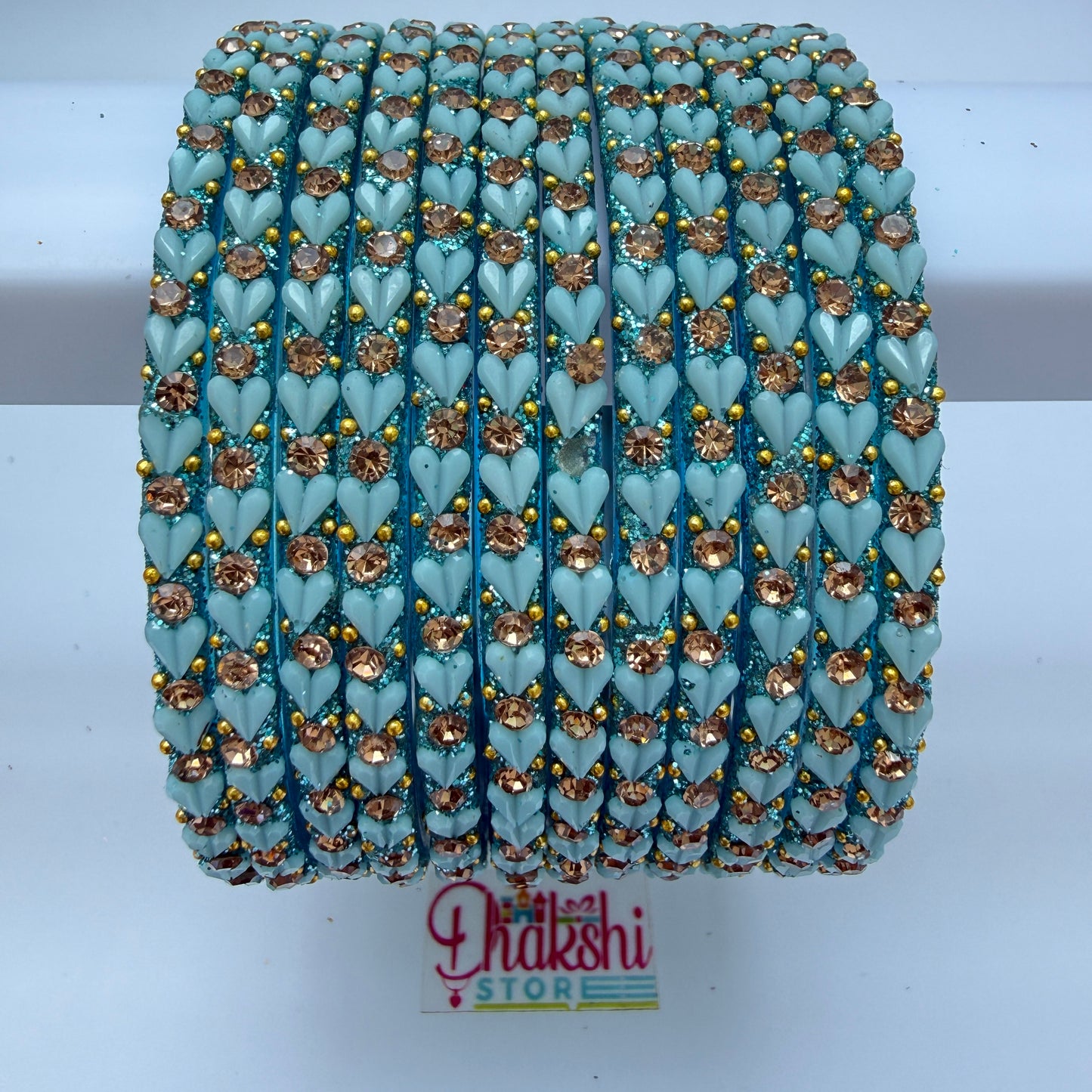 Heart Cutting Glass Bangle Set for Women – Designer Crystal Party Wear Bangles