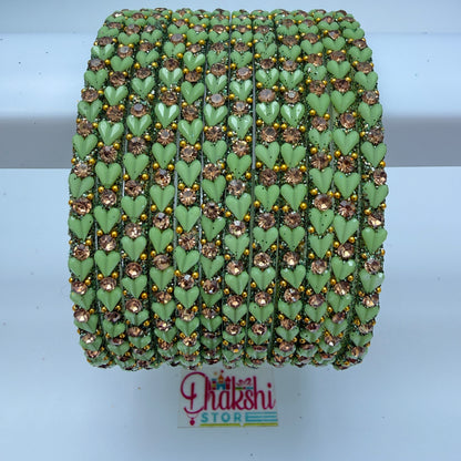 Heart Cutting Glass Bangle Set for Women – Designer Crystal Party Wear Bangles