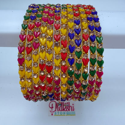 Heart Cutting Glass Bangle Set for Women – Designer Crystal Party Wear Bangles