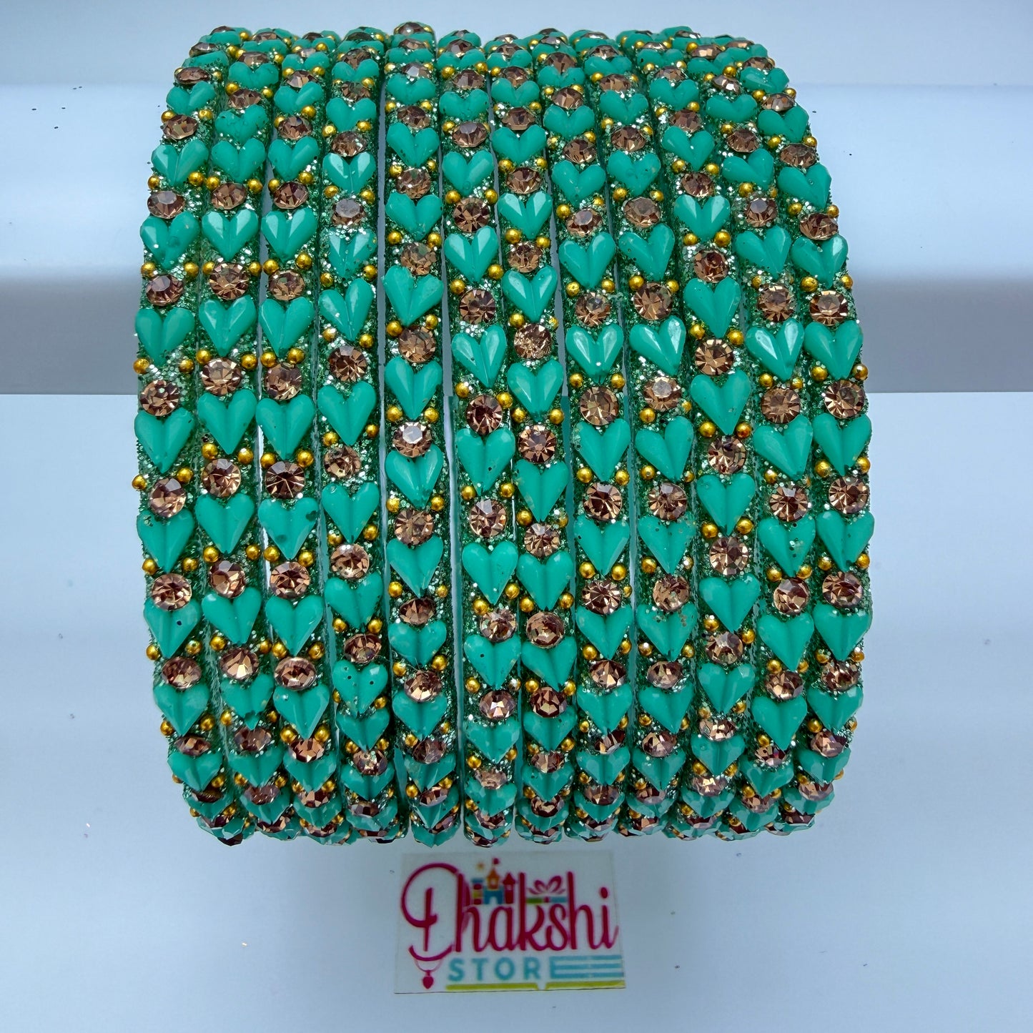 Heart Cutting Glass Bangle Set for Women – Designer Crystal Party Wear Bangles