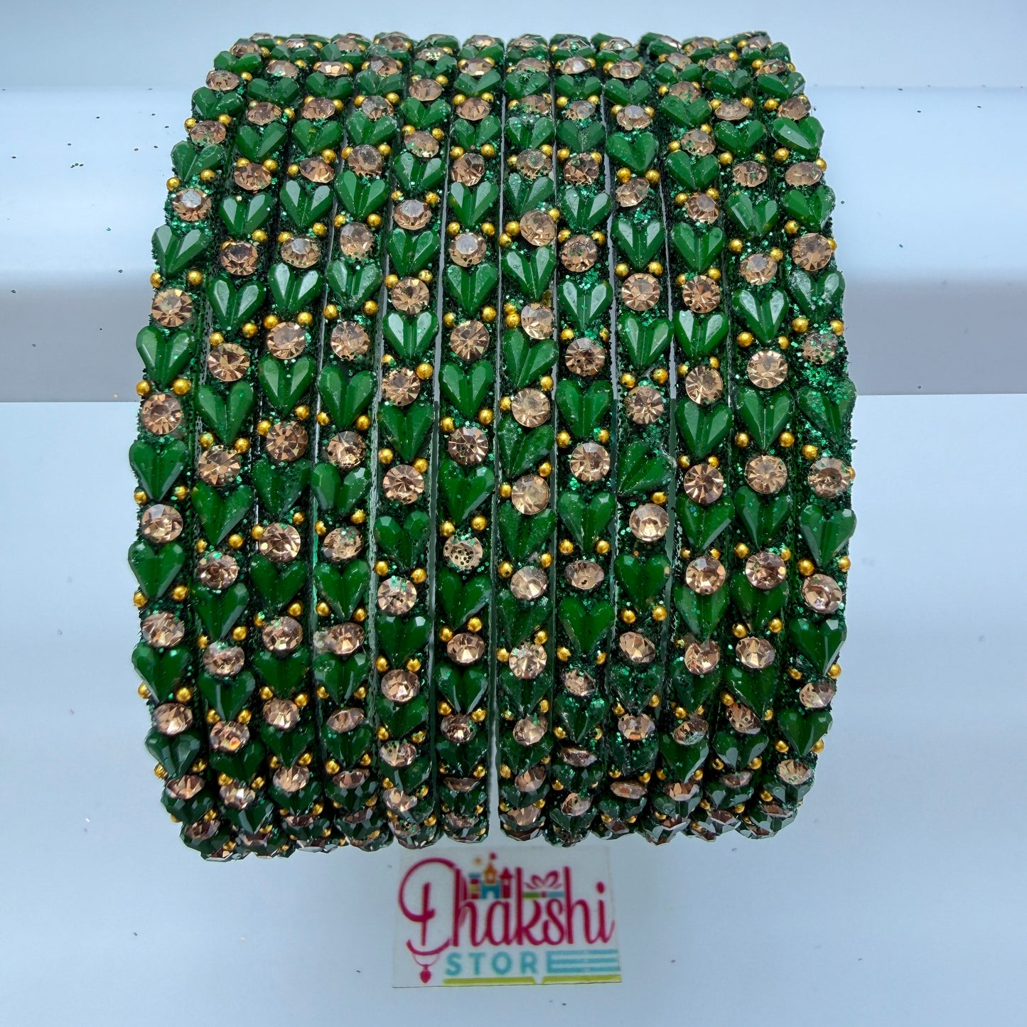 Heart Cutting Glass Bangle Set for Women – Designer Crystal Party Wear Bangles