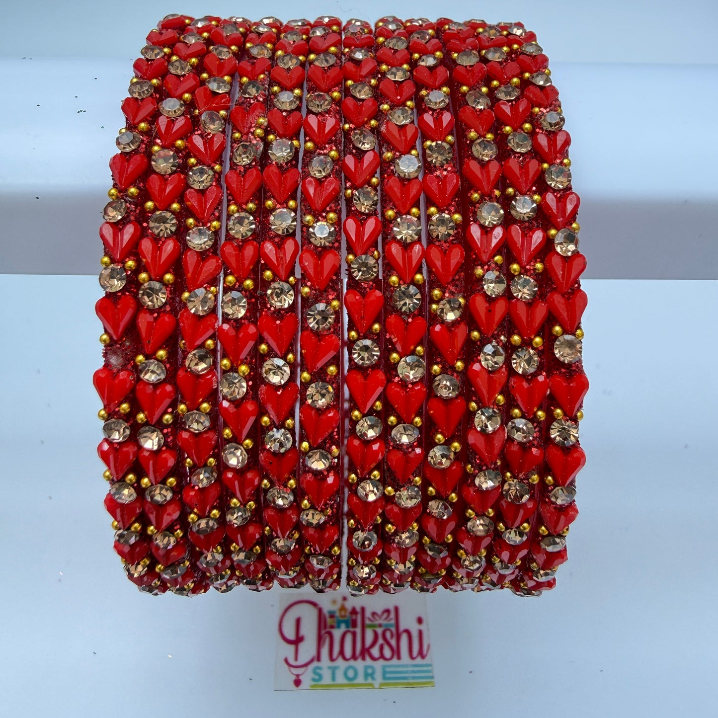 Heart Cutting Glass Bangle Set for Women – Designer Crystal Party Wear Bangles