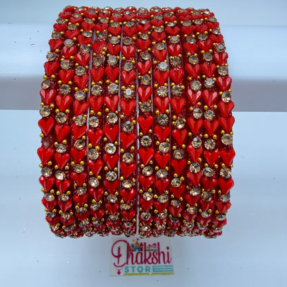 Heart Cutting Glass Bangle Set for Women – Designer Crystal Party Wear Bangles