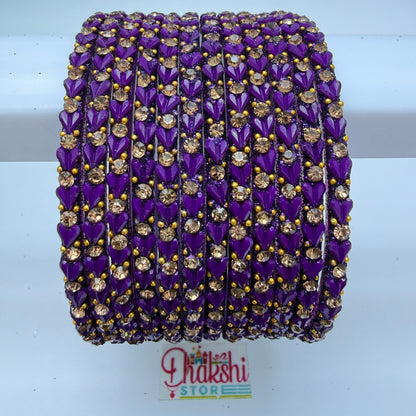 Heart Cutting Glass Bangle Set for Women – Designer Crystal Party Wear Bangles