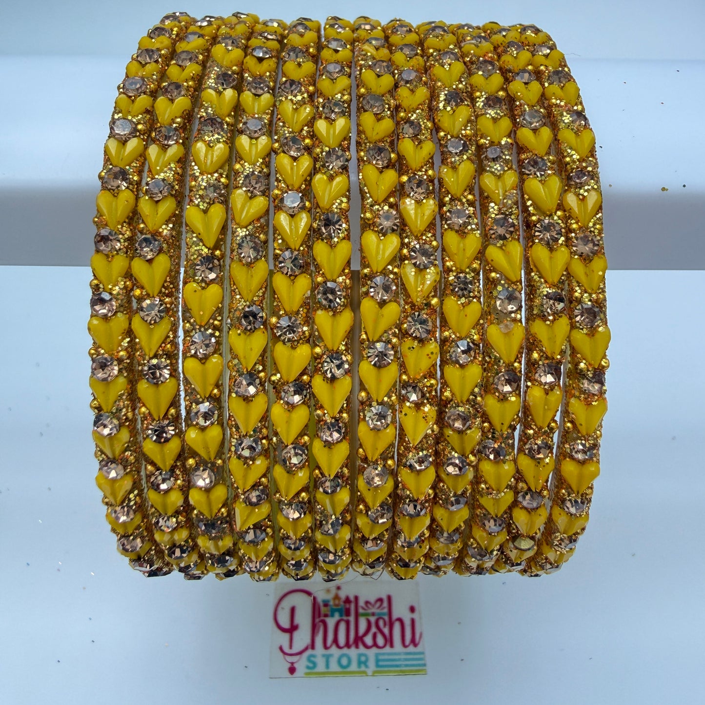 Heart Cutting Glass Bangle Set for Women – Designer Crystal Party Wear Bangles