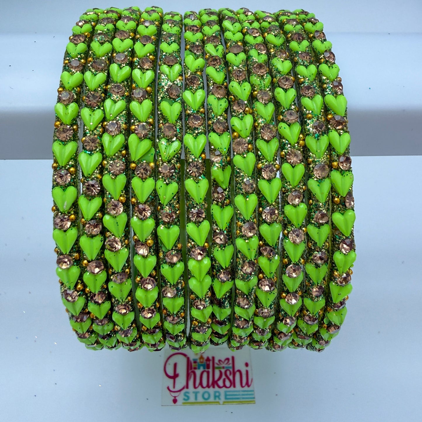 Heart Cutting Glass Bangle Set for Women – Designer Crystal Party Wear Bangles