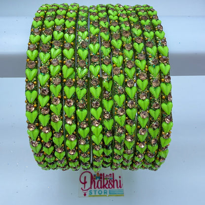 Heart Cutting Glass Bangle Set for Women – Designer Crystal Party Wear Bangles