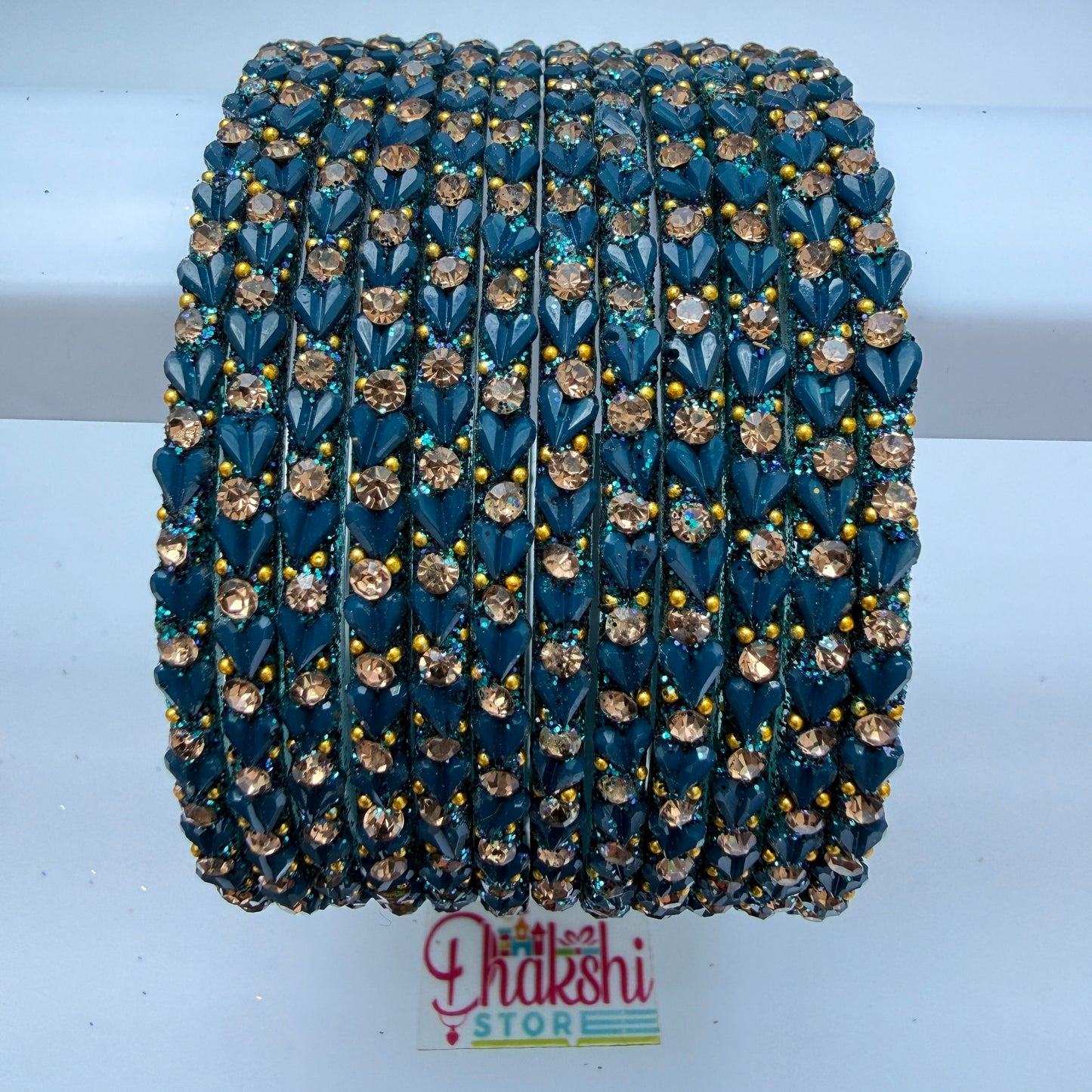 Heart Cutting Glass Bangle Set for Women – Designer Crystal Party Wear Bangles