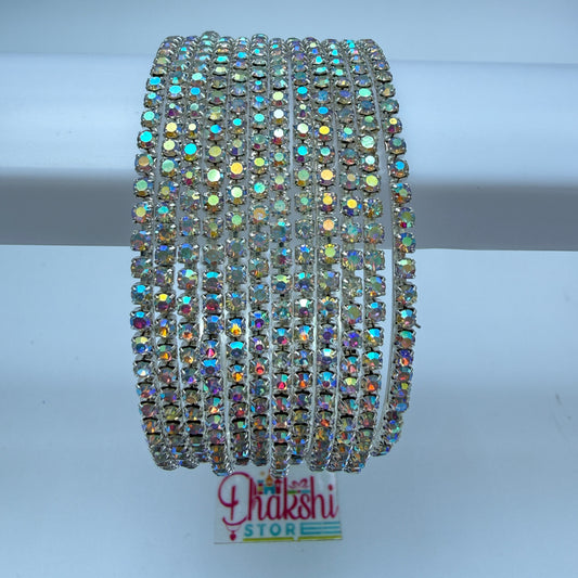 Rainbow Crystal Stone Bangles – Premium Designer Party Wear Bangle Set