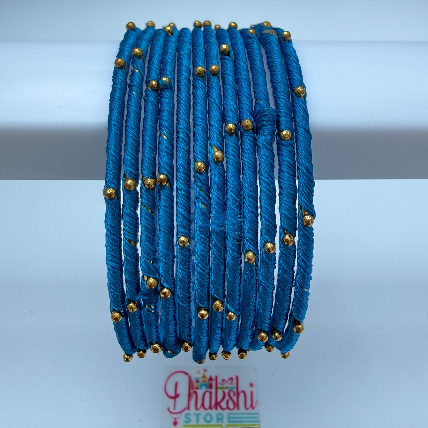 Silk Thread Side Bangles with Gold Beads – Traditional Multi Color Bangle Set