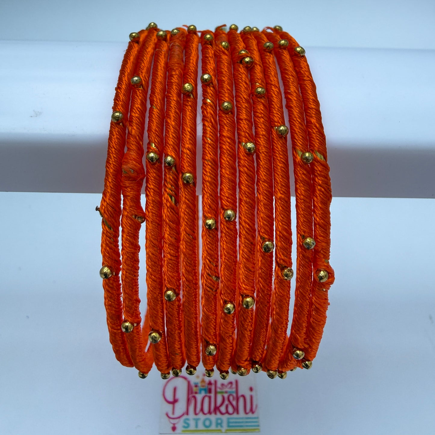 Silk Thread Side Bangles with Gold Beads – Traditional Multi Color Bangle Set