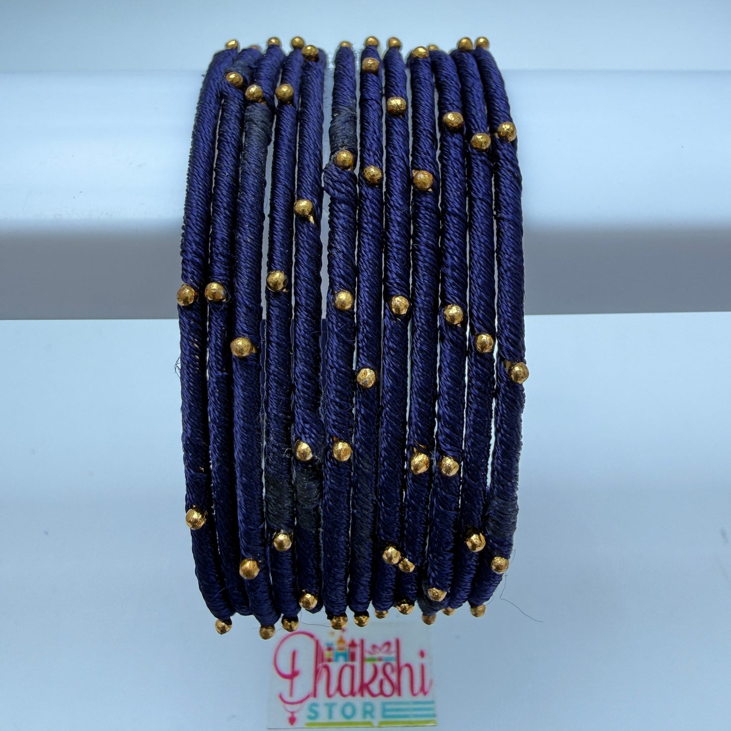 Silk Thread Side Bangles with Gold Beads – Traditional Multi Color Bangle Set