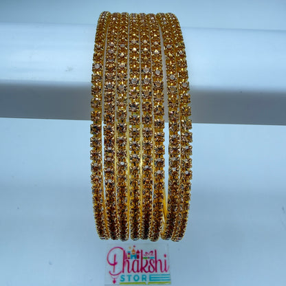 Premium Crystal Stone Party Wear Bangle Set – Gold & Silver Finish