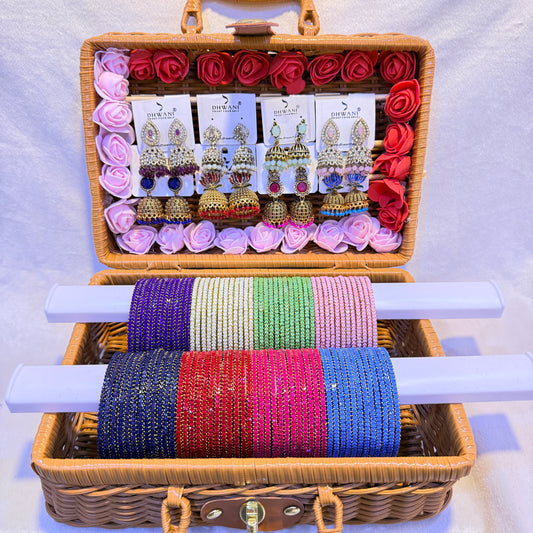 💖 8 Dozen Trending Heart Beat Glass Bangles with Matching Earrings Combo Set