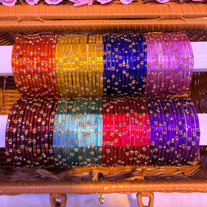 Jelly Stone Glass Bangle with Matching Earrings Combo – 8 Dozen Premium Set