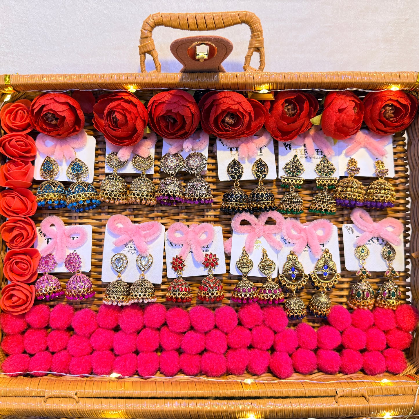 Premium Designer Glass Bangles with Matching Jhumka Earrings Combo Box (12 Dozen | Bridal Collection)