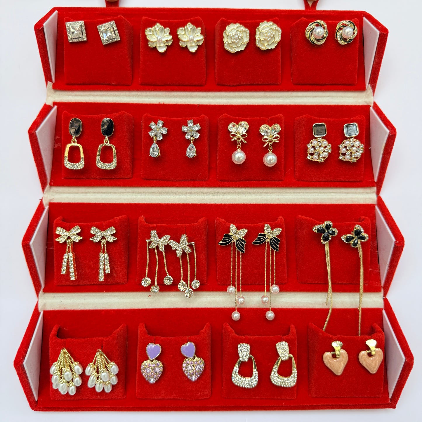 Premium Designer Earrings Combo Box – 16 Pairs Trendy Studs & Drops Collection