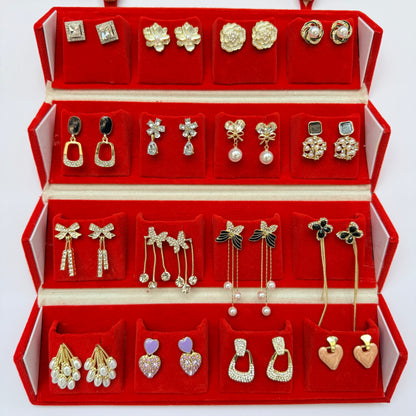 Premium Designer Earrings Combo Box – 16 Pairs Trendy Studs & Drops Collection