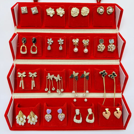 Premium Designer Earrings Combo Box – 16 Pairs Trendy Studs & Drops Collection