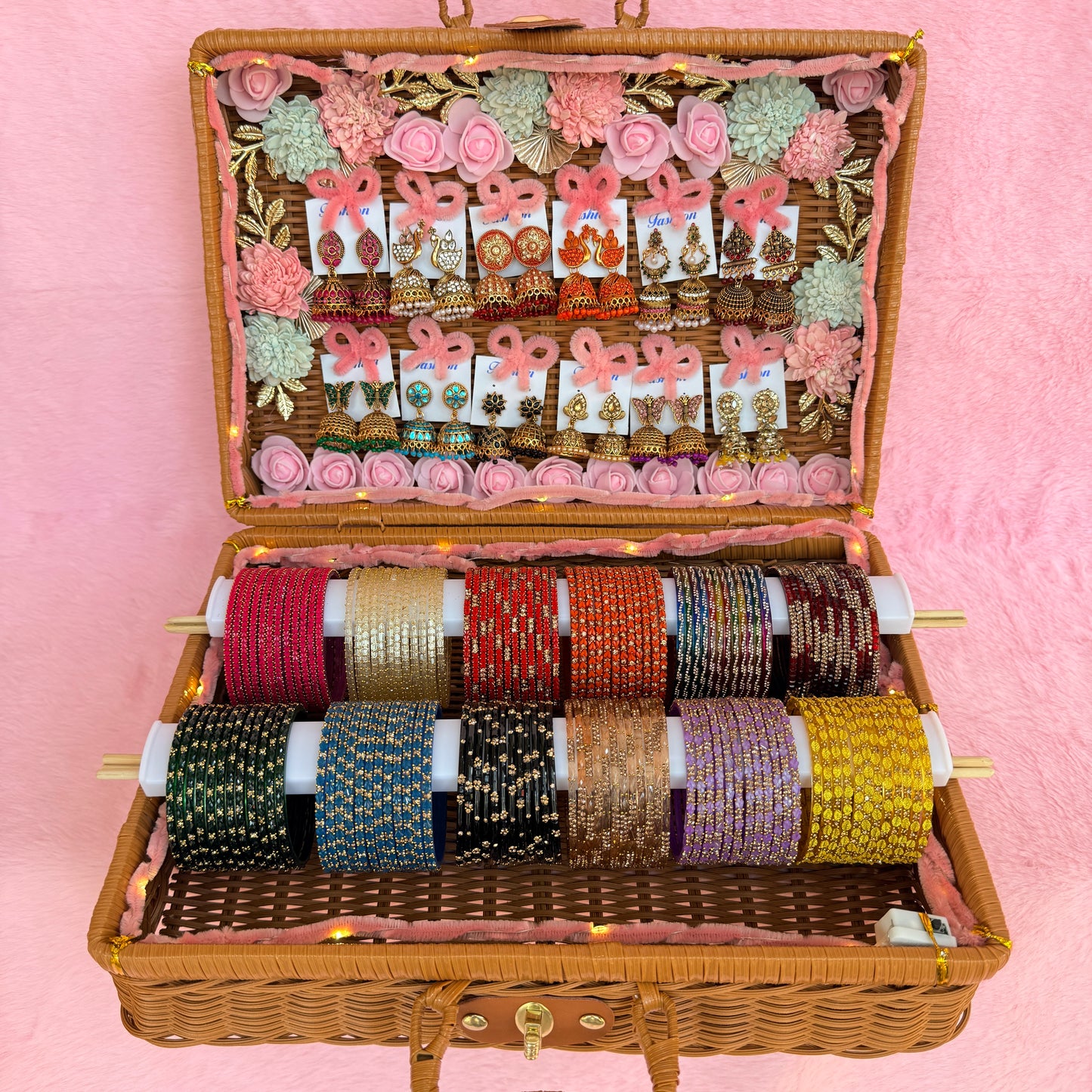 Premium Valaikappu Gift Combo Suitcase – Bangles & Jhumka Earrings Bridal Collection
