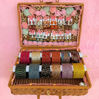 Premium Valaikappu Gift Combo Suitcase – Bangles & Jhumka Earrings Bridal Collection