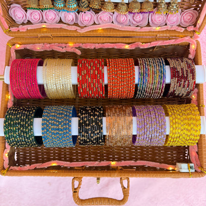 Premium Valaikappu Gift Combo Suitcase – Bangles & Jhumka Earrings Bridal Collection