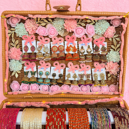 Premium Valaikappu Gift Combo Suitcase – Bangles & Jhumka Earrings Bridal Collection