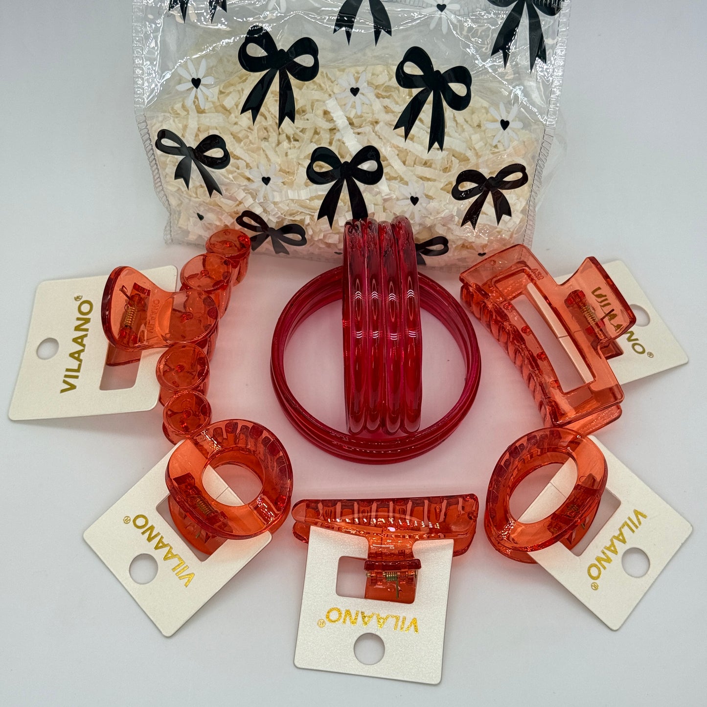 Premium Jelly Combo Set with Transparent Printed Gift Bag | 6mm Glass Bangles (8pcs) + 5 Designer Clutches