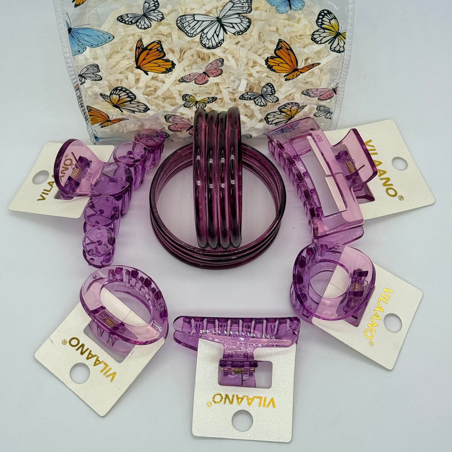Premium Jelly Combo Set with Transparent Printed Gift Bag | 6mm Glass Bangles (8pcs) + 5 Designer Clutches