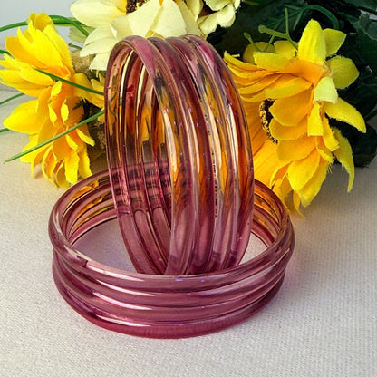 6mm Jelly Glass Bangles – Multicolor Transparent Set (8 Pieces) | Permanent Color Finish