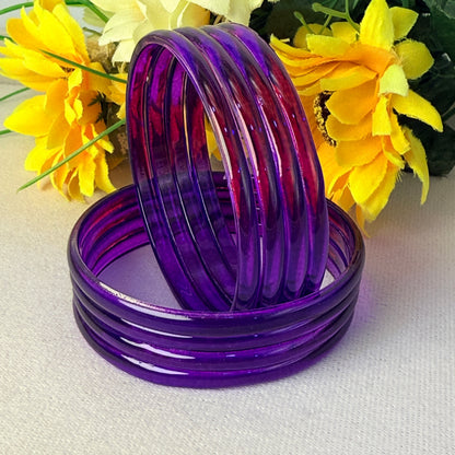 6mm Jelly Glass Bangles – Multicolor Transparent Set (8 Pieces) | Permanent Color Finish