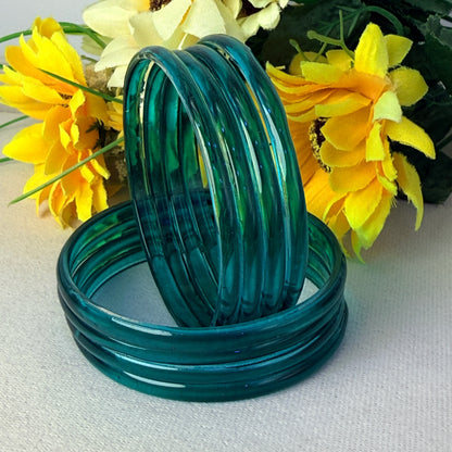 6mm Jelly Glass Bangles – Multicolor Transparent Set (8 Pieces) | Permanent Color Finish