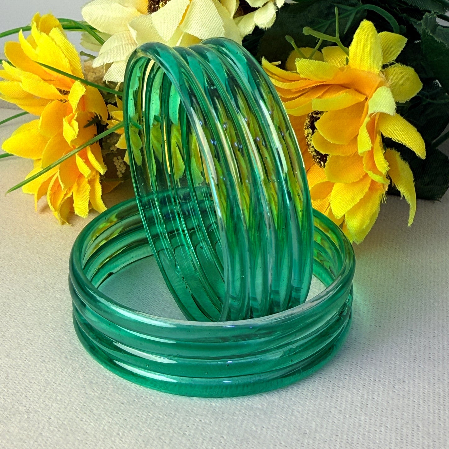 6mm Jelly Glass Bangles – Multicolor Transparent Set (8 Pieces) | Permanent Color Finish