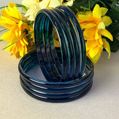 6mm Jelly Glass Bangles – Multicolor Transparent Set (8 Pieces) | Permanent Color Finish