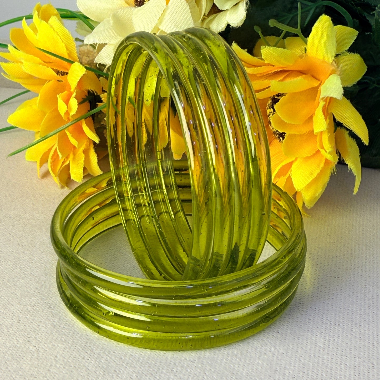 6mm Jelly Glass Bangles – Multicolor Transparent Set (8 Pieces) | Permanent Color Finish