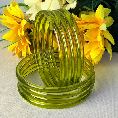 6mm Jelly Glass Bangles – Multicolor Transparent Set (8 Pieces) | Permanent Color Finish