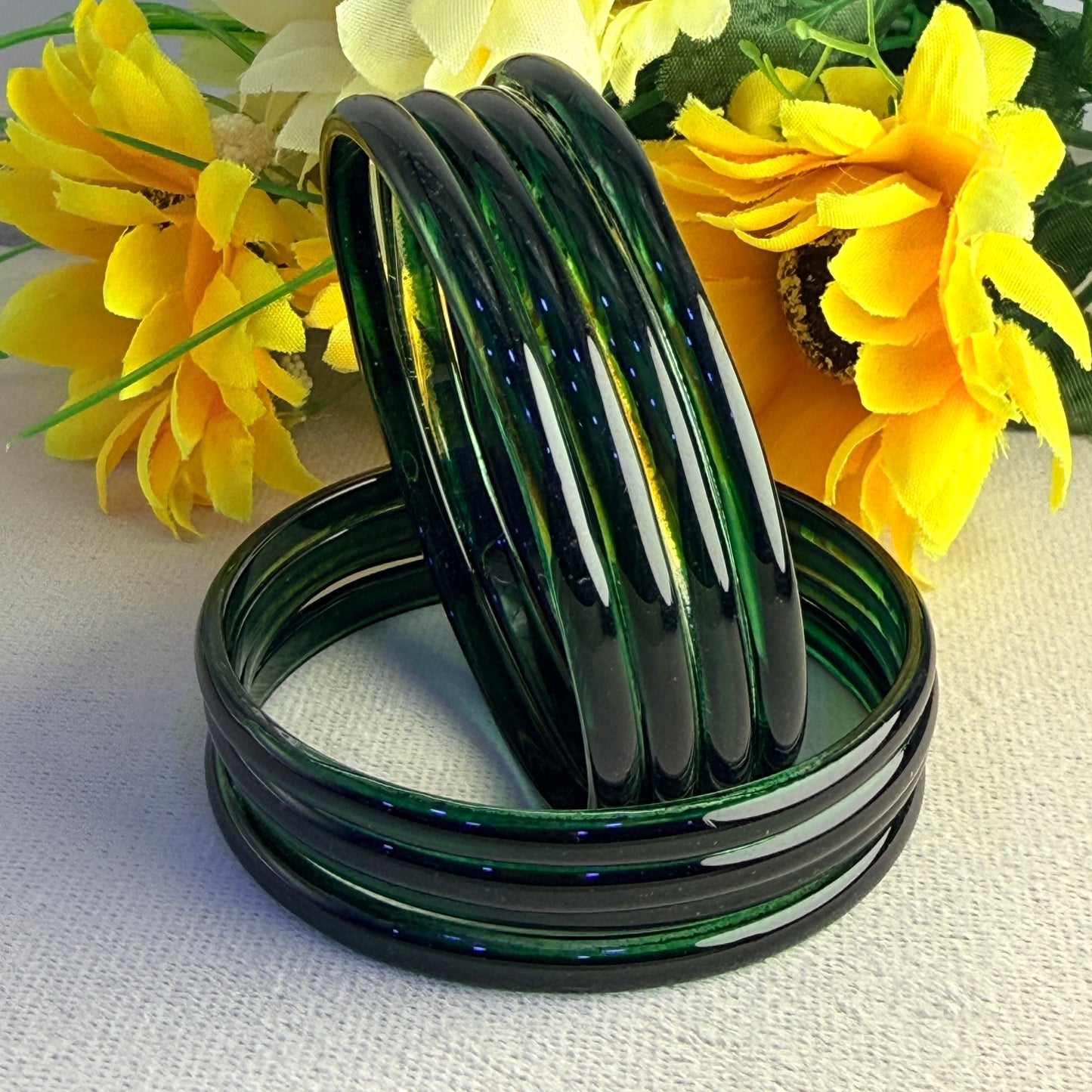 6mm Jelly Glass Bangles – Multicolor Transparent Set (8 Pieces) | Permanent Color Finish