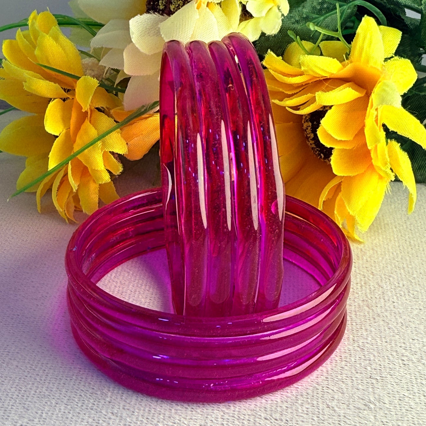 6mm Jelly Glass Bangles – Multicolor Transparent Set (8 Pieces) | Permanent Color Finish