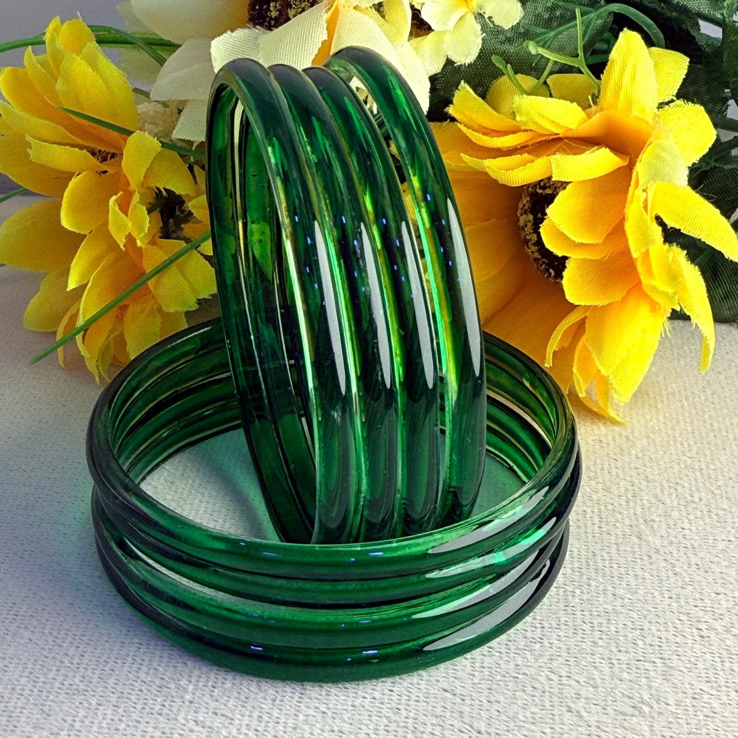 6mm Jelly Glass Bangles – Multicolor Transparent Set (8 Pieces) | Permanent Color Finish
