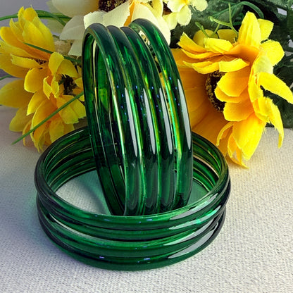6mm Jelly Glass Bangles – Multicolor Transparent Set (8 Pieces) | Permanent Color Finish