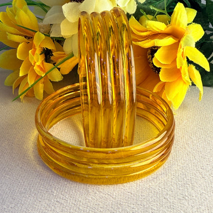 6mm Jelly Glass Bangles – Multicolor Transparent Set (8 Pieces) | Permanent Color Finish