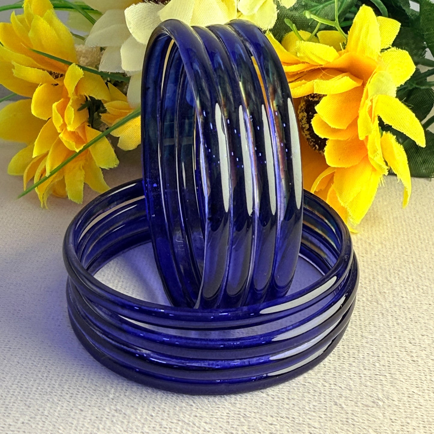 6mm Jelly Glass Bangles – Multicolor Transparent Set (8 Pieces) | Permanent Color Finish